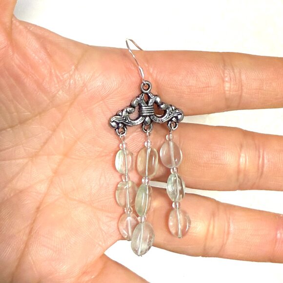 2/20$, Light Green Fluorite Earrings, Genuine Gemstone & Sterling Silver Hooks - Picture 9 of 10